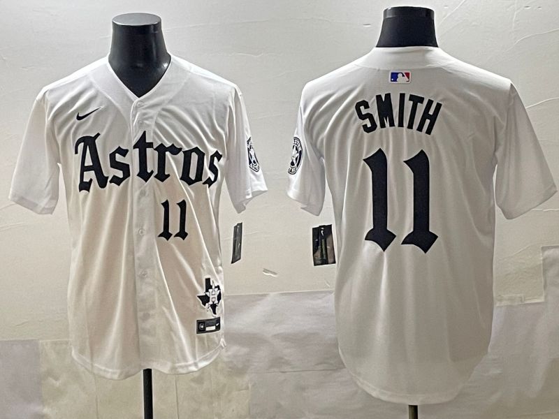 Men 2025 Houston Astros #11 Smith White Five generations Joint Name Nike MLB Jersey style 38